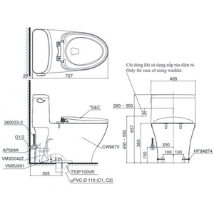 Bồn cầu 1 khối nắp đóng êm MS887T3