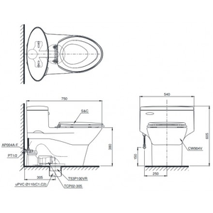 Bàn cầu một khối, Nắp đóng êm MS904T2