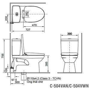 Bồn cầu 2 khối INAX C-504VAN nắp đóng êm