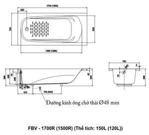 Bồn tắm INAX FBV-1500R Ocean