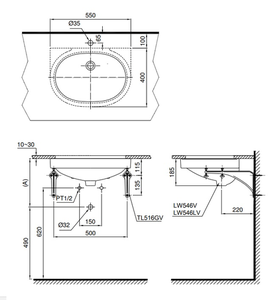 Chậu lavabo TOTO LT546 âm bàn Oval
