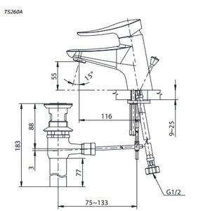 Vòi chậu lavabo TOTO TS260A nóng lạnh 