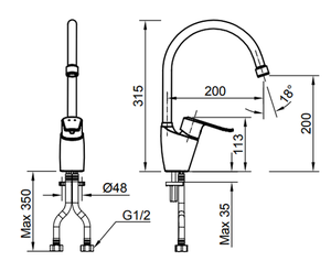 Vòi bếp INAX SFV-2011S nóng lạnh