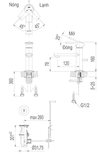 Vòi chậu lavabo INAX LFV-7102S nóng lạnh