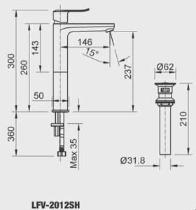 vòi chậu lavabo INAX LFV-2012SH đặt bàn cổ cao