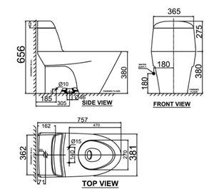 Bồn cầu 1 khối American Standard VF-2011 nắp đóng êm