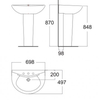 Chậu Lavabo American standard 0956-WT/0775-WT chân dài treo tường