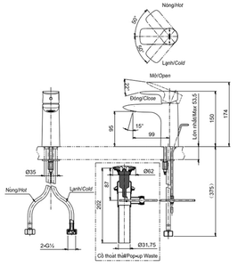 Vòi chậu lavabo TOTO TLG04301V nóng lạnh