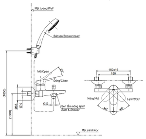 Sen tắm TOTO nóng lạnh TBS04302V/TBW01008A