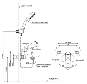 Sen tắm TOTO nóng lạnh TBS04302V/TBW03002B