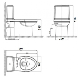 Bồn cầu 1 khối American Standard VF-1858S nắp rửa cơ