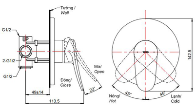 Van gật gù diều chỉnh nóng lạnh LC TOTO TBS04303B