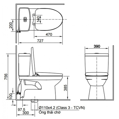 Bồn cầu  Inax C-504A/CW-S15VN nắp rửa cơ