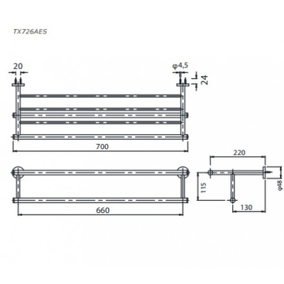 Thanh vắt khăn TOTO TX726AES hai tầng