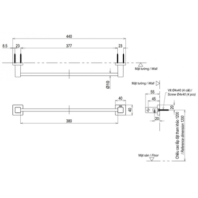 Thanh vắt khăn TOTO YT408S4RV