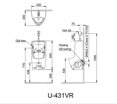 Bồn tiểu nam INAX AU-431VR treo tường vành rim