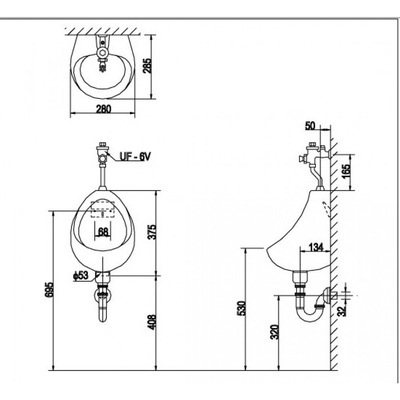 Bồn tiểu nam INAX U-116V treo tường