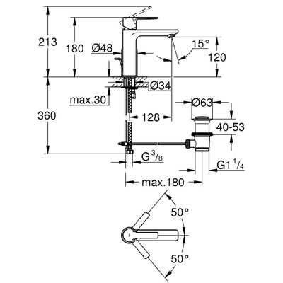 Vòi chậu Grohe 32114001 nóng lạnh