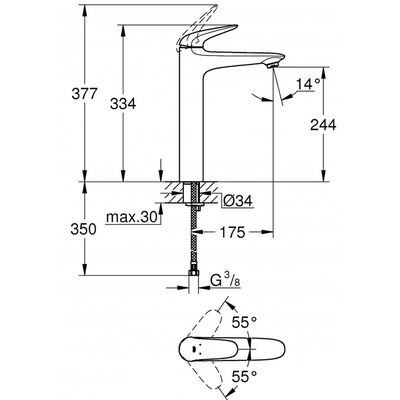 Vòi chậu Grohe 23719003 nóng lạnh