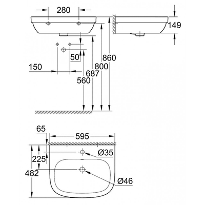 Chậu lavabo Grohe 3933500H treo tường