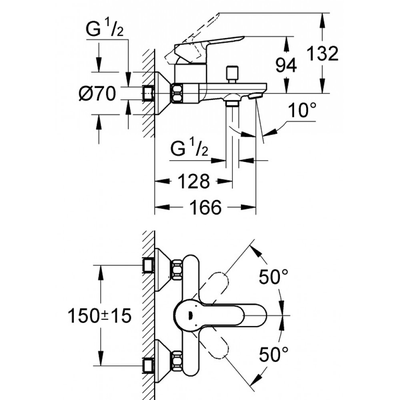 Bộ trộn nổi BauEdge Grohe 32820000 nóng lạnh