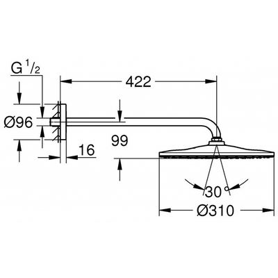 Bát sen grohe 26557000 Rainshower Cosmopolitan 310 gắn tường