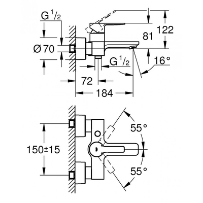 Bộ trộn nổi Grohe 33849001 Lineare nóng lạnh