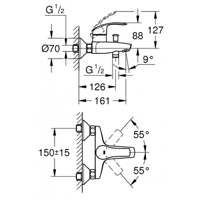 Bộ trộn nổi Eurosmart Grohe 33300002 nóng lạnh