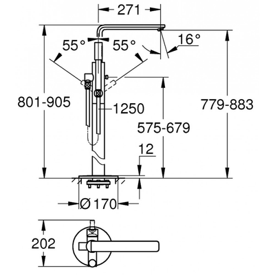 Vòi bồn tắm Grohe 23792001 đặt sàn Lineare