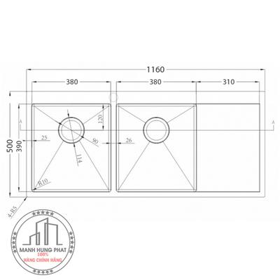 Chậu rửa chén inox carysill VN-D200