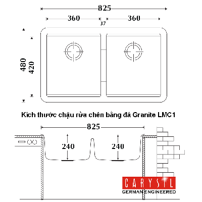 Chậu rửa chén Carysil LMC1 làm từ bột đá granite
