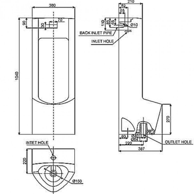  Bồn tiểu nam American Standard WP-6602 đặt sàn