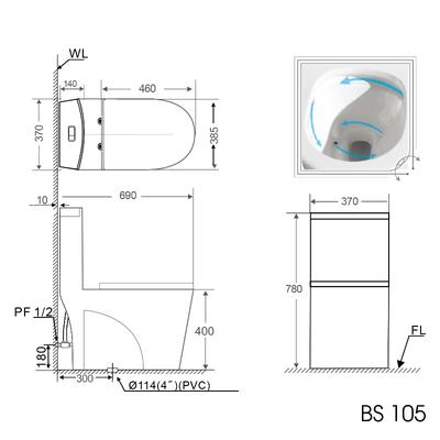 Bồn cầu 1 khối BASIC BS105 nắp đóng êm