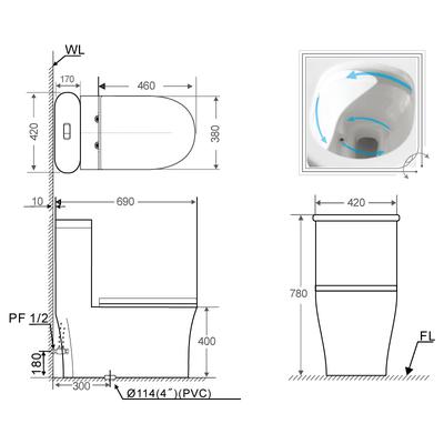 Bồn cầu 1 khối BASIC BS107 nắp đóng êm