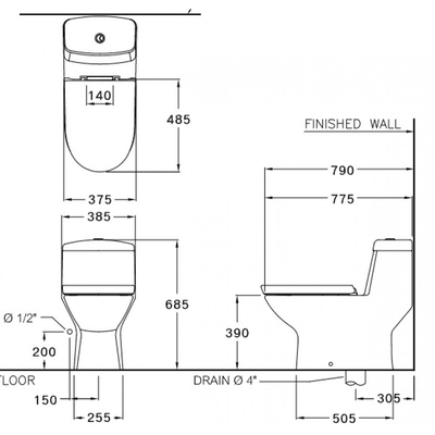 Bồn cầu 1 khối Cotto C1113 nắp đóng êm