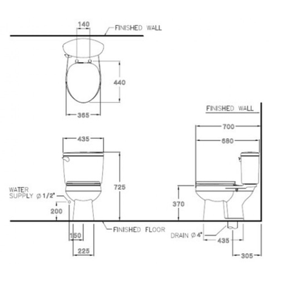 Bồn cầu 2 khối Cotto C1444 nắp đóng êm SHARON