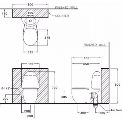 Bồn cầu 2 khối Cotto C15007 Trẻ Em Nắp Thường