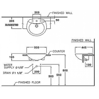 Chậu lavabo Cotto C0240 bán âm bàn Julia