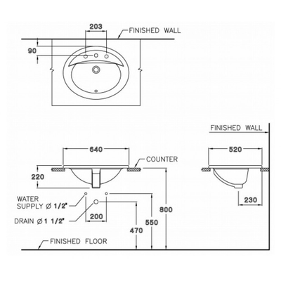 Chậu lavabo Cotto C02607 dương vành Serena 