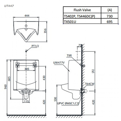 Bồn tiểu nam TOTO UT447S