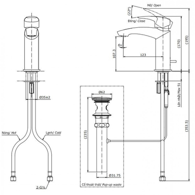 Vòi chậu lavabo TOTO TLG09301V gật gù nóng lạnh