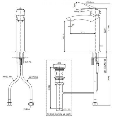 Vòi chậu lavabo TOTO TLG09303V gật gù nóng lạnh