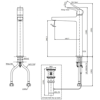 Vòi chậu lavabo TOTO TLG10305V gật gù nóng lạnh