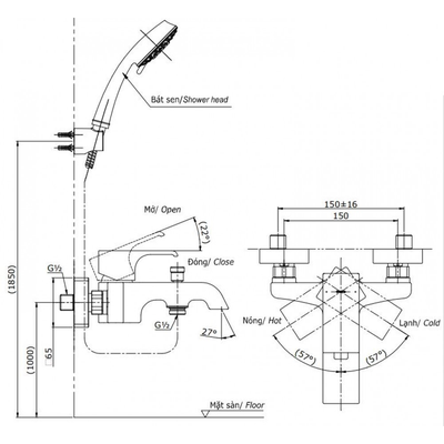 Sen tắm TOTO TBG08302V/TBW02005A nóng lạnh