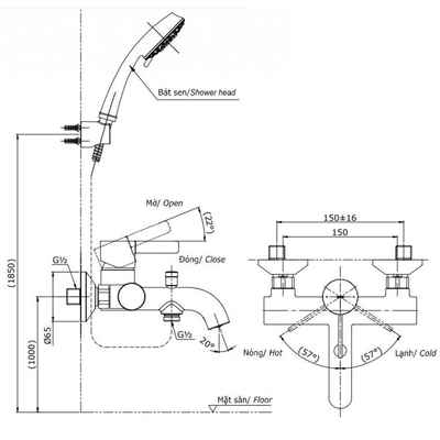 Sen tắm TOTO TBG11302V/TBW02005A nóng lạnh