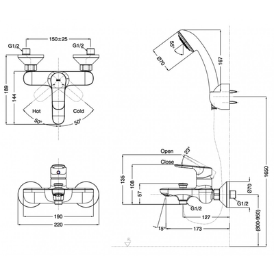 Vòi sen tắm INAX BFV-1403S-8C nóng lạnh