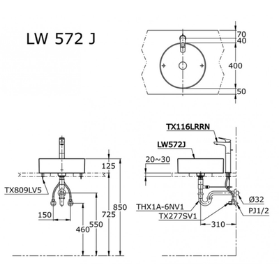 Chậu rửa lavabo TOTO LW572JWF đặt bàn