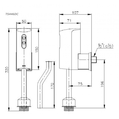 Van xả cảm ứng tiểu nam TOTO DUE137PBK dương tường dùng pin