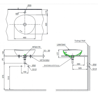 Chậu rửa Lavabo TOTO LT4704G19 đặt bàn
