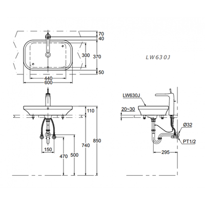 Chậu rửa Lavabo TOTO LW630JW/F đặt bàn